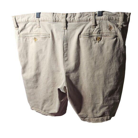 U.S. Polo Assn. Mens Stretch Khaki Shorts W4U Beige With Button & Zip Closure - Picture 6 of 8